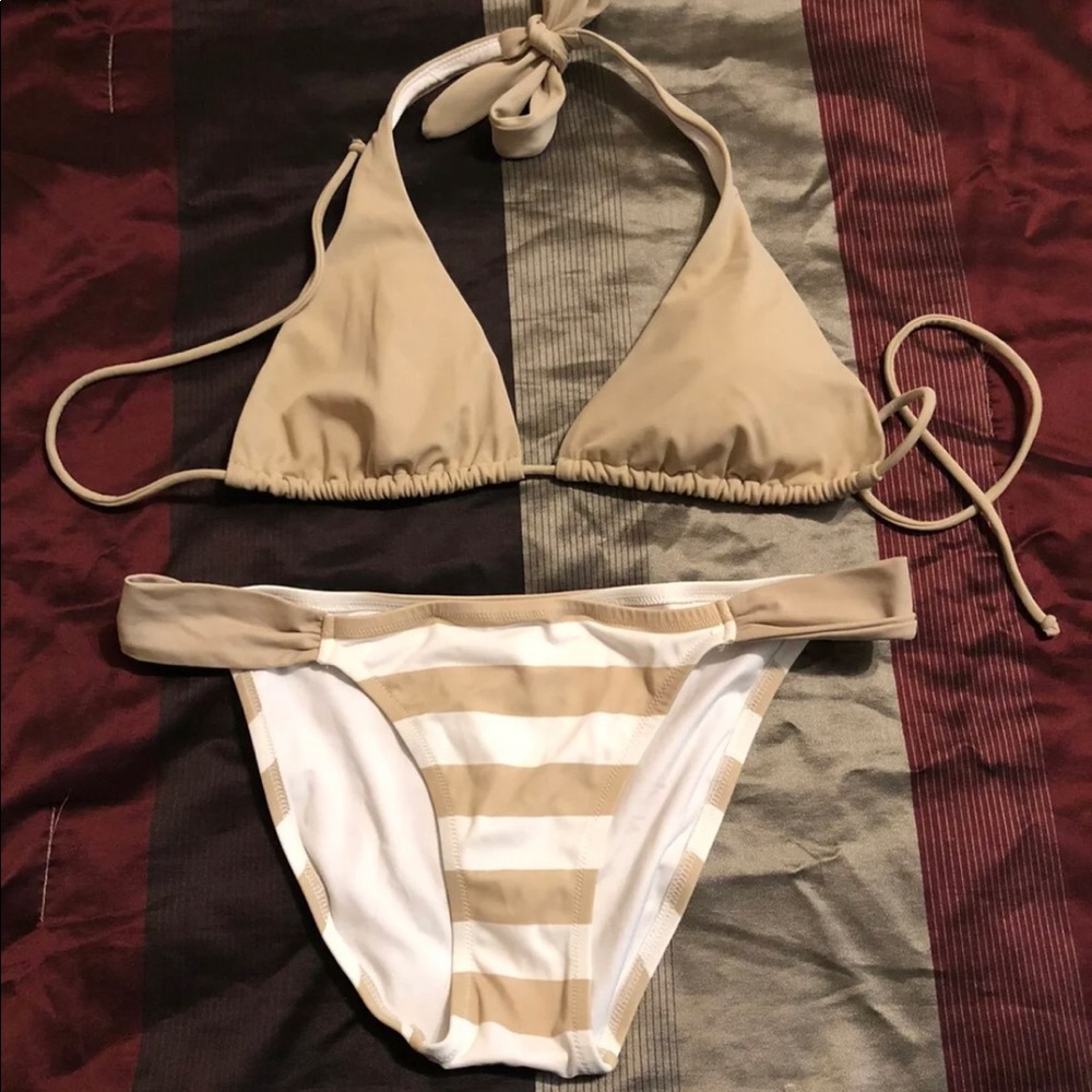 Tan and white Victorias Secret Bikini